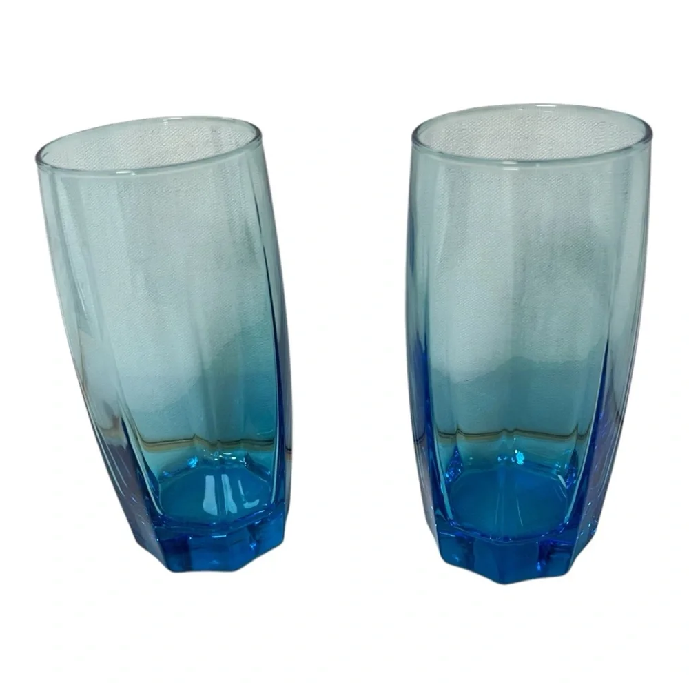 Cristar Blue Glass Tumblers 16 Ounce Drinking Glasses